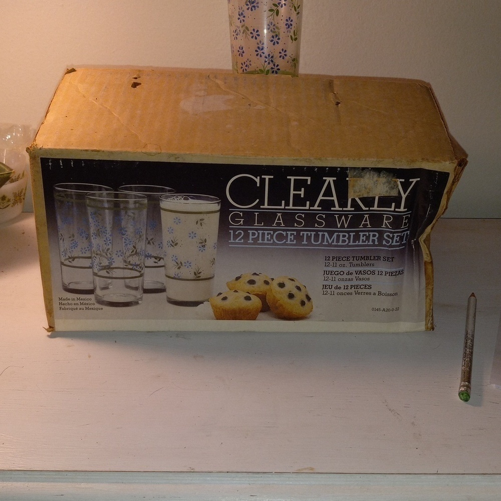 Vintage Clearly 12 tumbler set made in Mexico 12 Oz